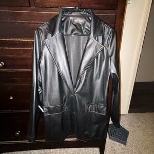 SHEIN Black Faux Leather Jacket